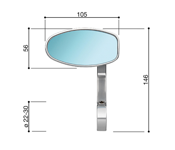 Rizoma Reverse Retro Mirror Dimensions