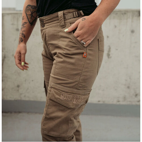 MotoGirl Lara Cargo Pants (Beige)