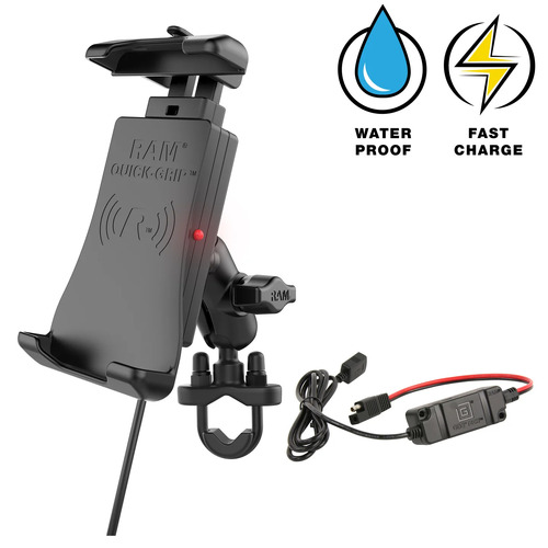 RAM-B-149Z-A-UN14W-V7M-1 :: RAM Quick-Grip 15W Waterproof Wireless Charging Handlebar Mount